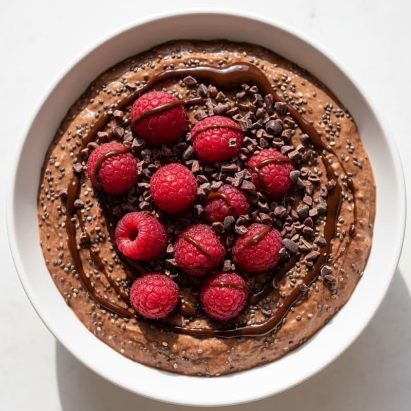 Creamy Protein Yogurt with Chocolate and Chia Seeds