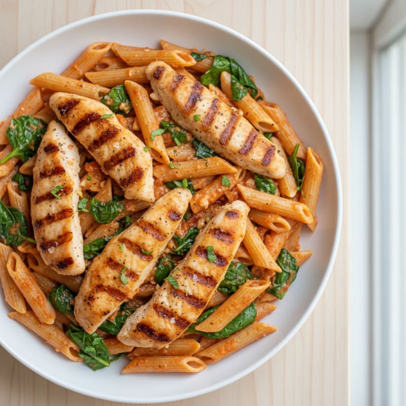 Creamy Tomato Basil Pasta with Grilled Chicken