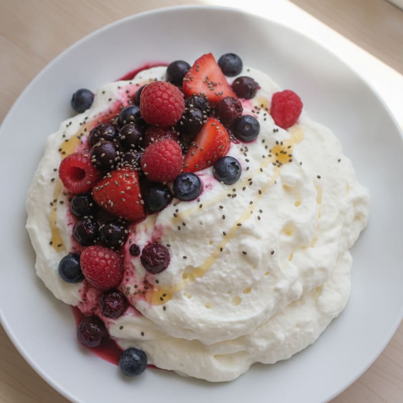 Greek Yogurt Protein Mousse with Mixed Berries