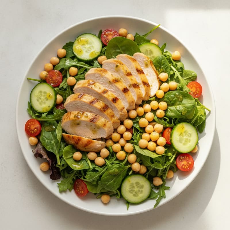 Grilled Turkey Breast Salad with Chickpeas and Lemon Vinaigrette