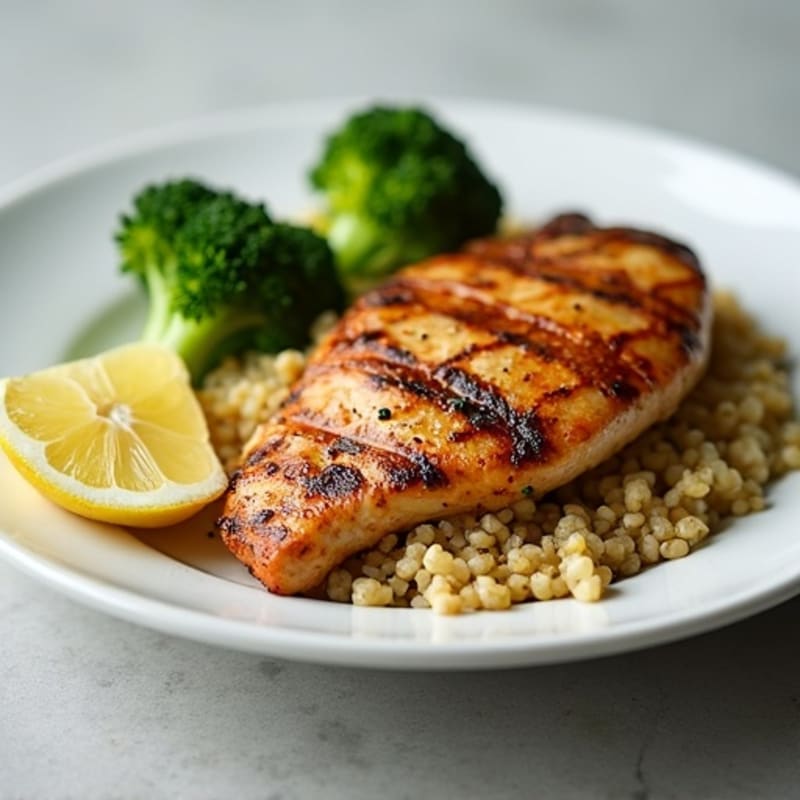 Grilled Chicken Breast with Quinoa and Steamed Broccoli