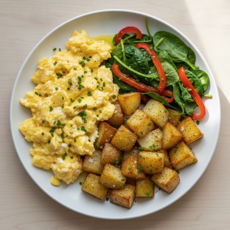 Hearty Scrambled Eggs with Roasted Potatoes