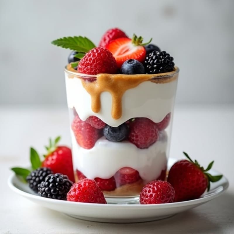 Greek Yogurt Protein Parfait with Mixed Berries and Almond Butter