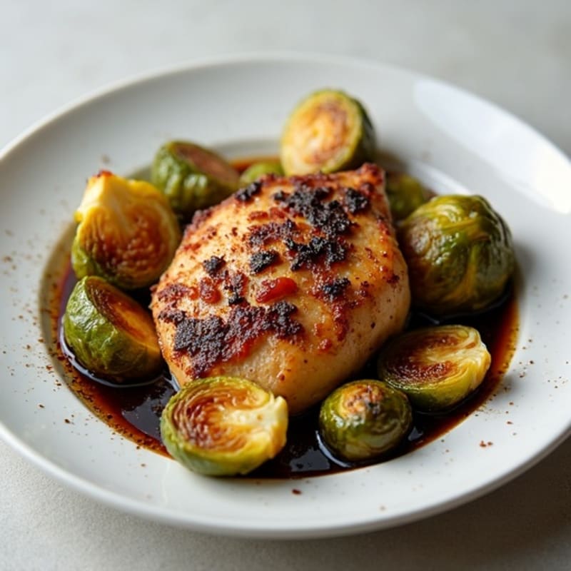 Roasted Chicken with Balsamic Glazed Brussels Sprouts