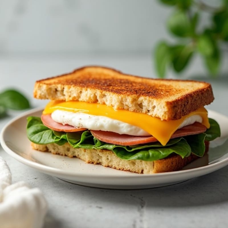 Warm Lean Ham and Swiss Melt with Fresh Spinach