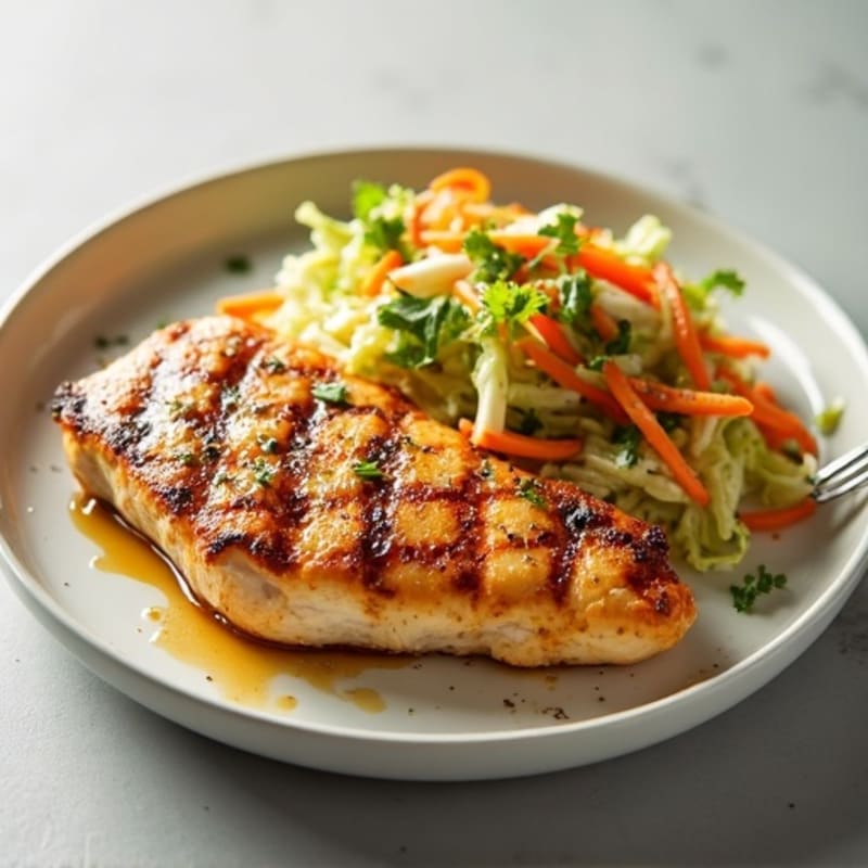Grilled Chicken Breast with Crunchy Cabbage Slaw
