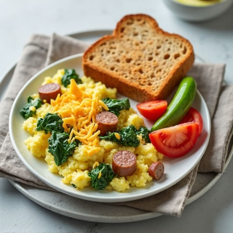 Egg White Scramble with Spinach and Turkey Sausage