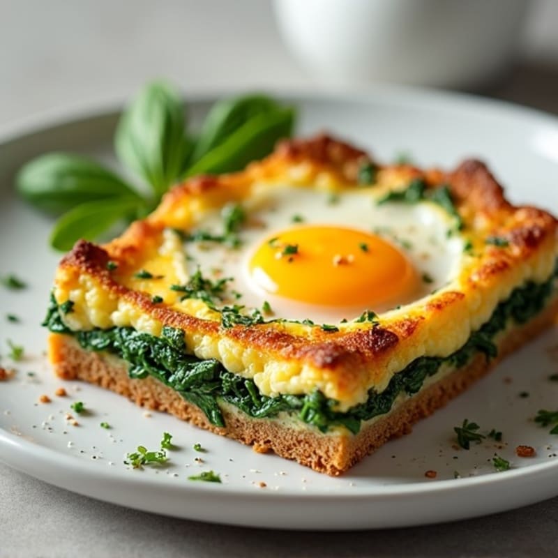 Savory Whole Grain Bread and Egg Bake with Spinach and Feta