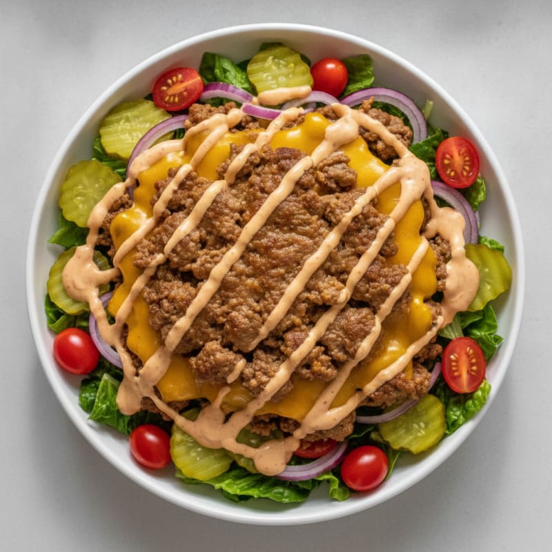 Deconstructed Cheeseburger Bowl with Special Sauce