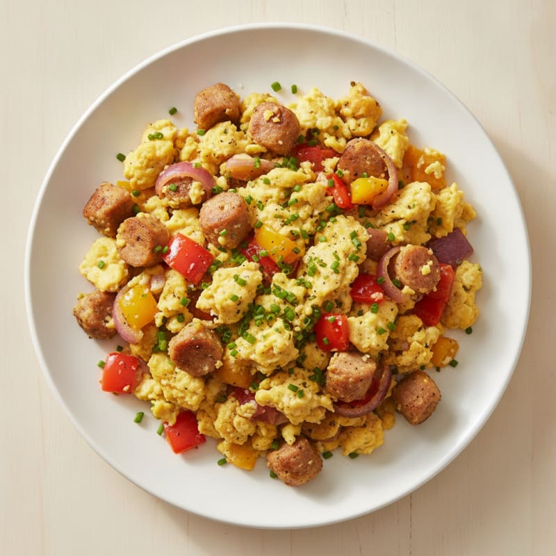 Hearty Scrambled Eggs with Roasted Vegetables