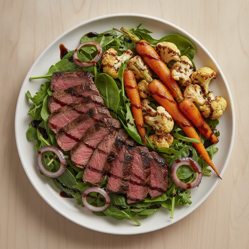 Grilled Steak Salad with Roasted Cauliflower and Carrots
