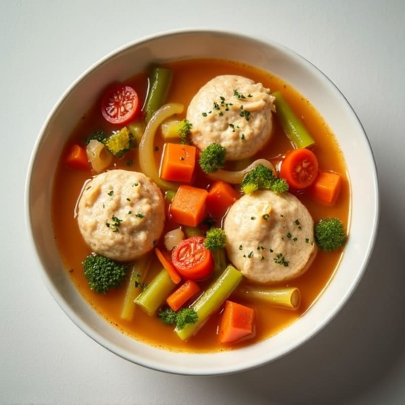 Hearty Chicken and Vegetable Stew with Light Herb Dumplings