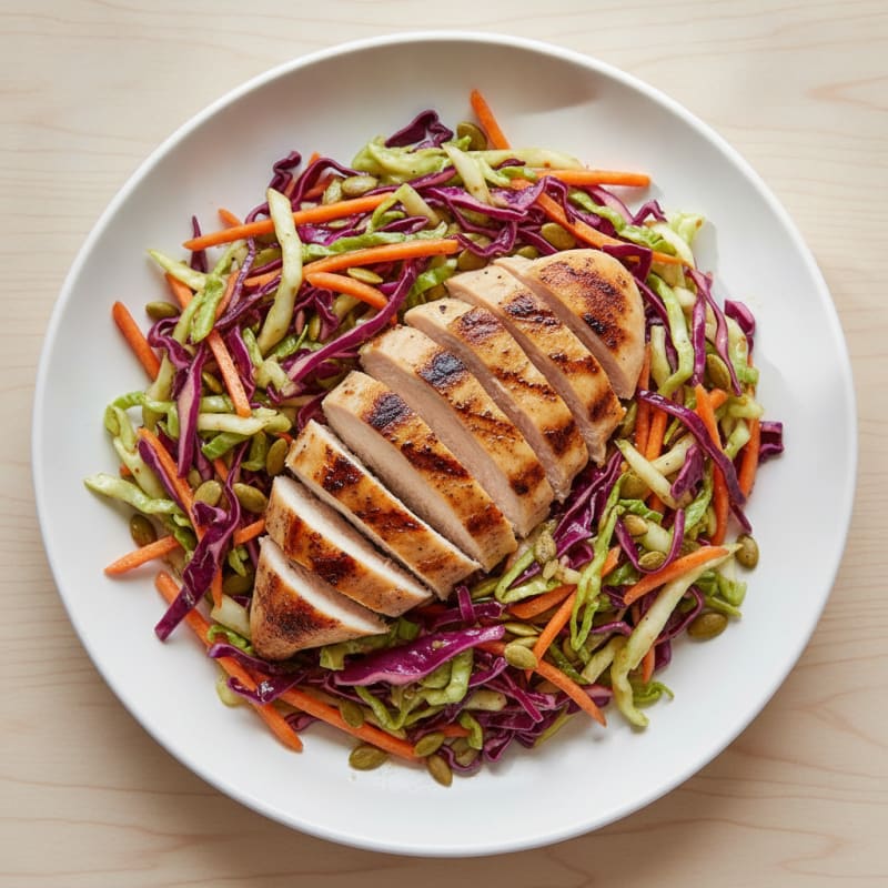 Grilled Chicken Breast with Crunchy Cabbage Slaw