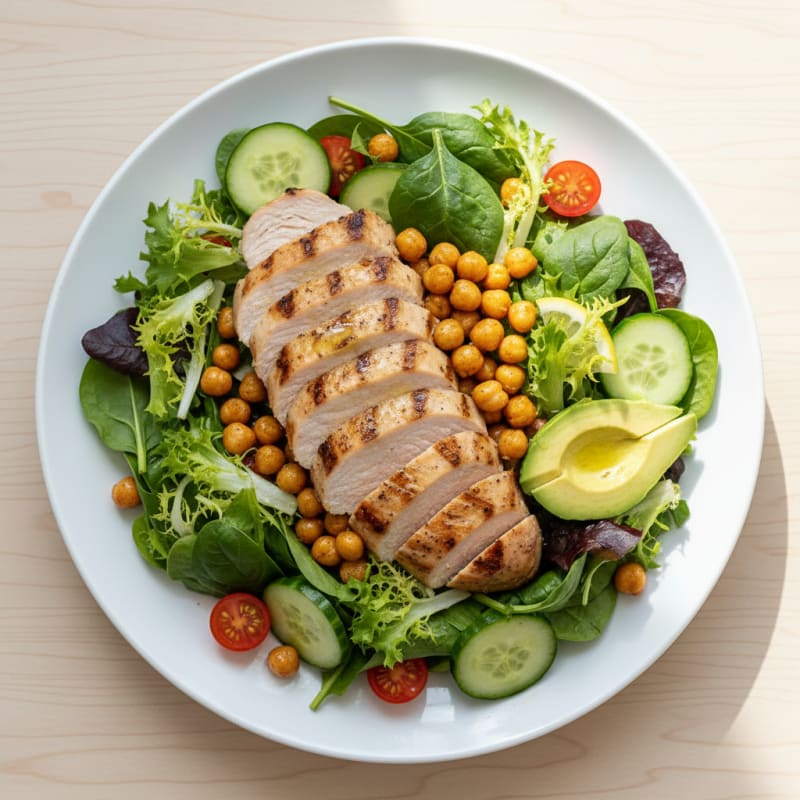 Grilled Turkey Breast Salad with Crunchy Chickpeas