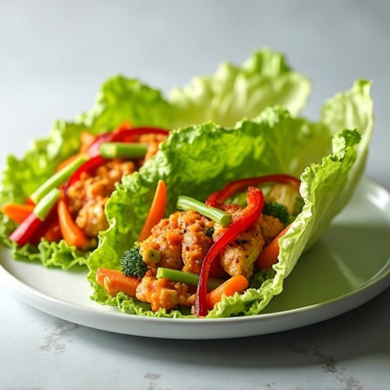 Buffalo Chicken Lettuce Wraps with Crunchy Veggies