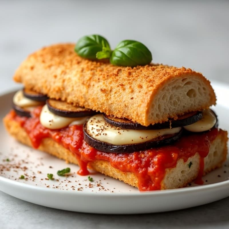 Crispy Baked Eggplant Parmesan Hero