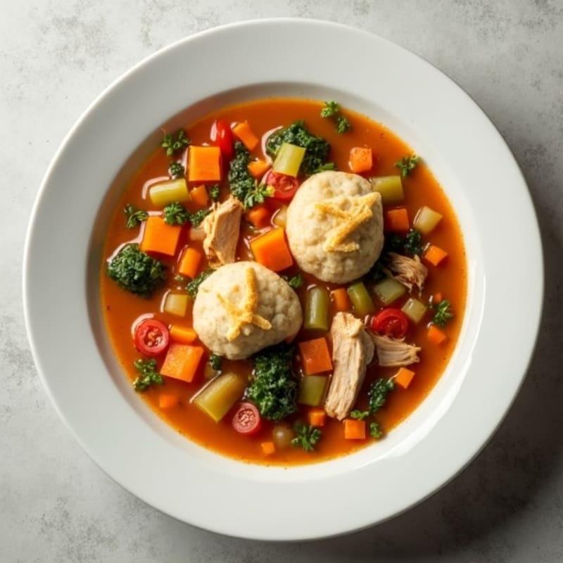 Lean Chicken and Vegetable Soup with Fluffy Whole Wheat Dumplings