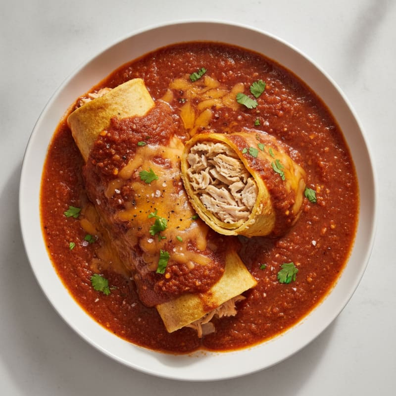 Chicken Enchiladas with Red Chili Sauce