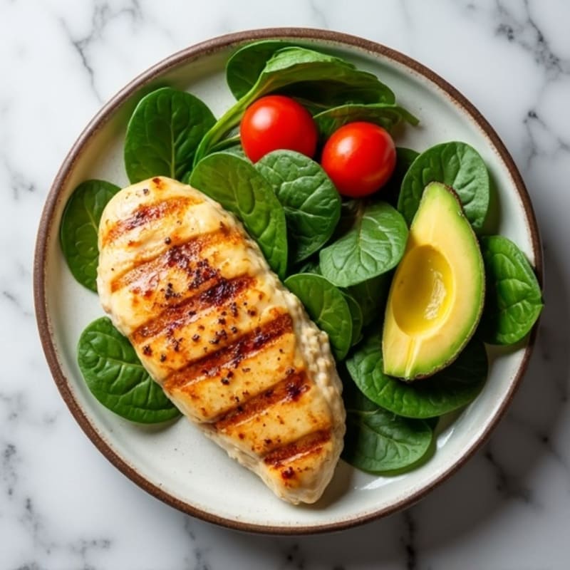 Grilled Lemon-Garlic Chicken Breast with Fresh Spinach Salad