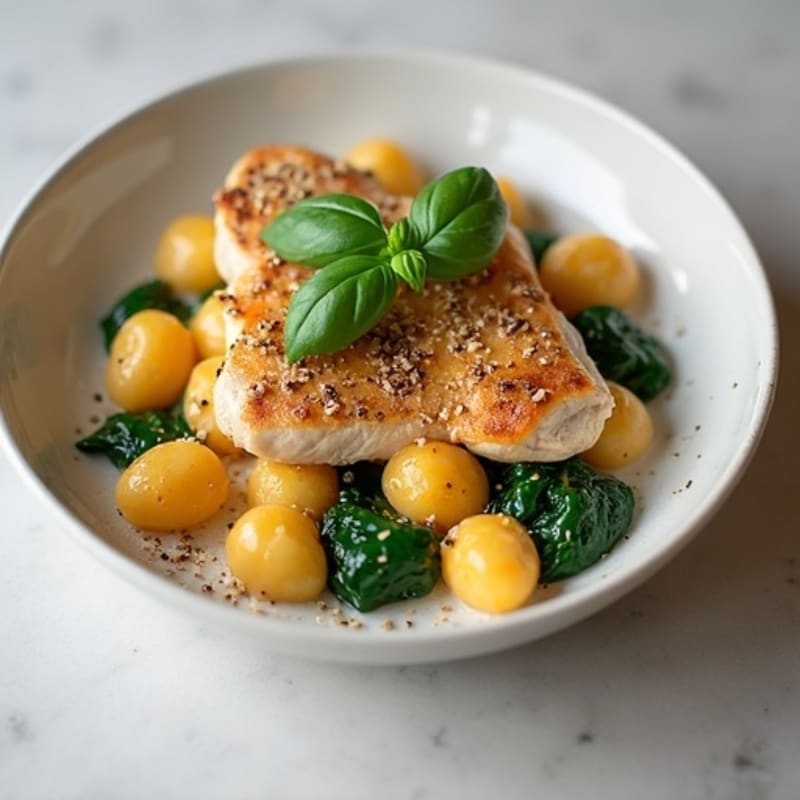 Creamy Sweet Potato Gnocchi with Chicken and Spinach