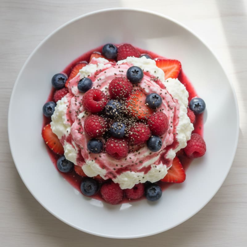 Greek Yogurt Protein Mousse with Mixed Berries