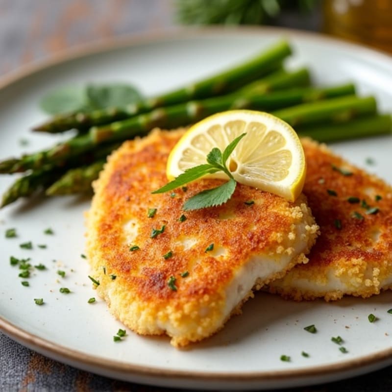 Crispy Baked Chicken Cutlets with Lemon-Herb Roasted Asparagus