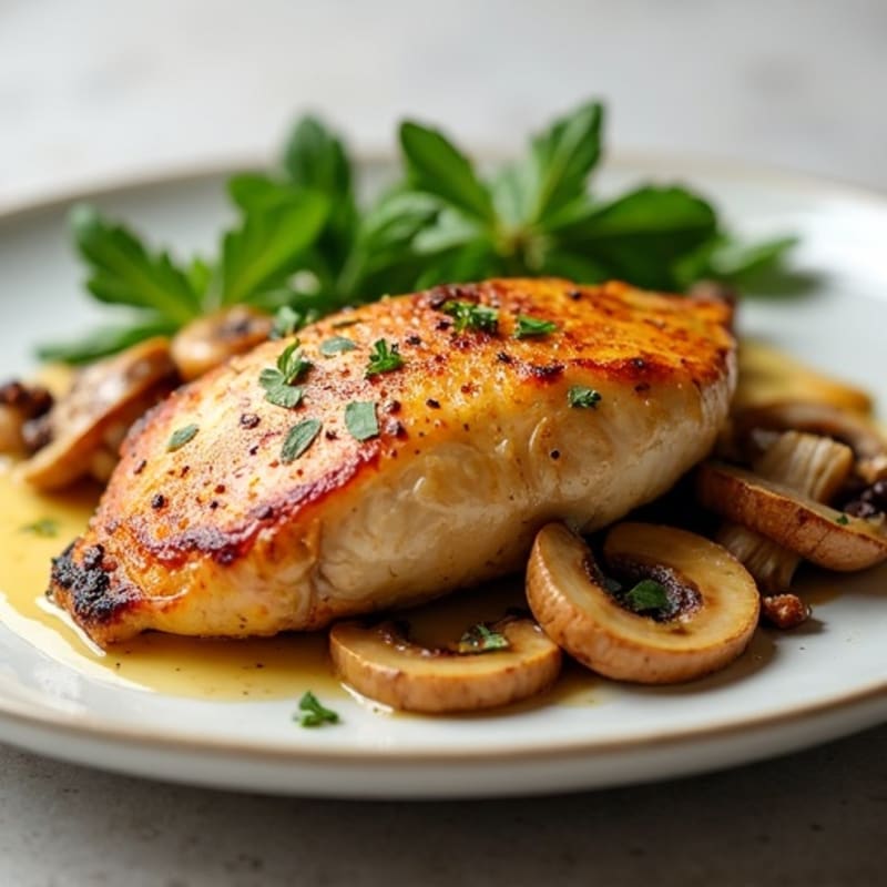 Pan-Seared Chicken with Garlic Butter Roasted Mushrooms