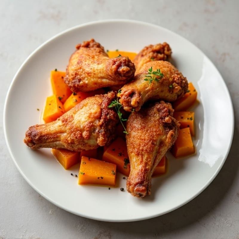 Crispy Chicken Wings with Roasted Butternut Squash