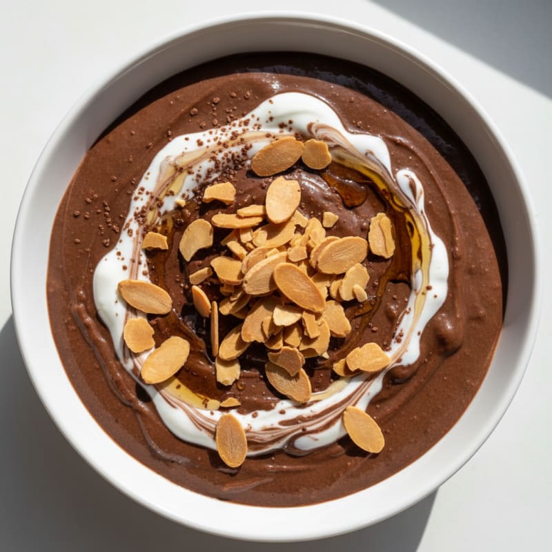 Silky Chocolate Protein Pudding with Greek Yogurt and Almonds