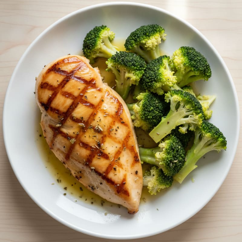 Lemon Herb Grilled Chicken with Steamed Broccoli