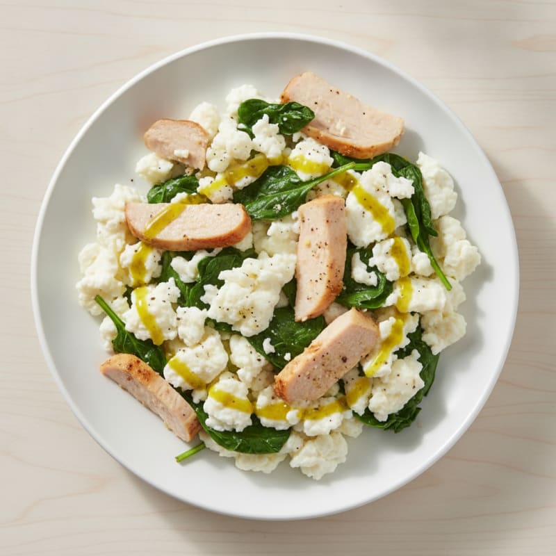 Egg White Scramble with Turkey Breast and Spinach