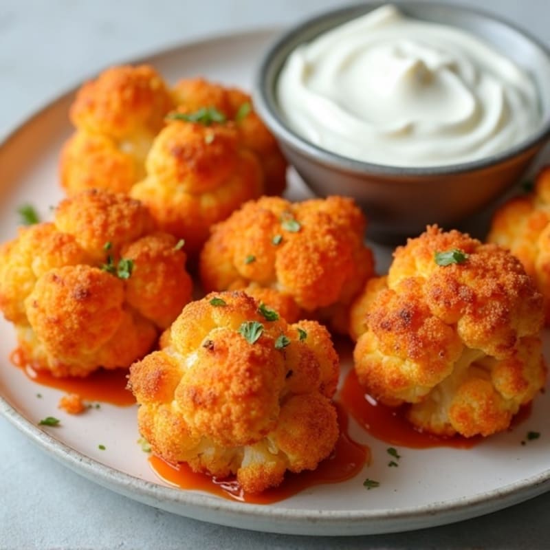 Crispy Buffalo Roasted Cauliflower Bites