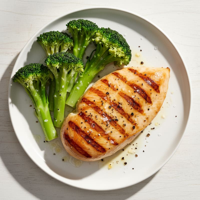 Grilled Lemon Pepper Chicken Breast with Steamed Broccoli