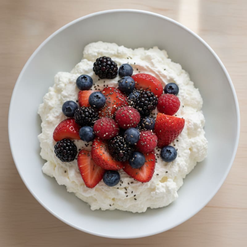 High-Protein Greek Yogurt Mousse with Mixed Berries