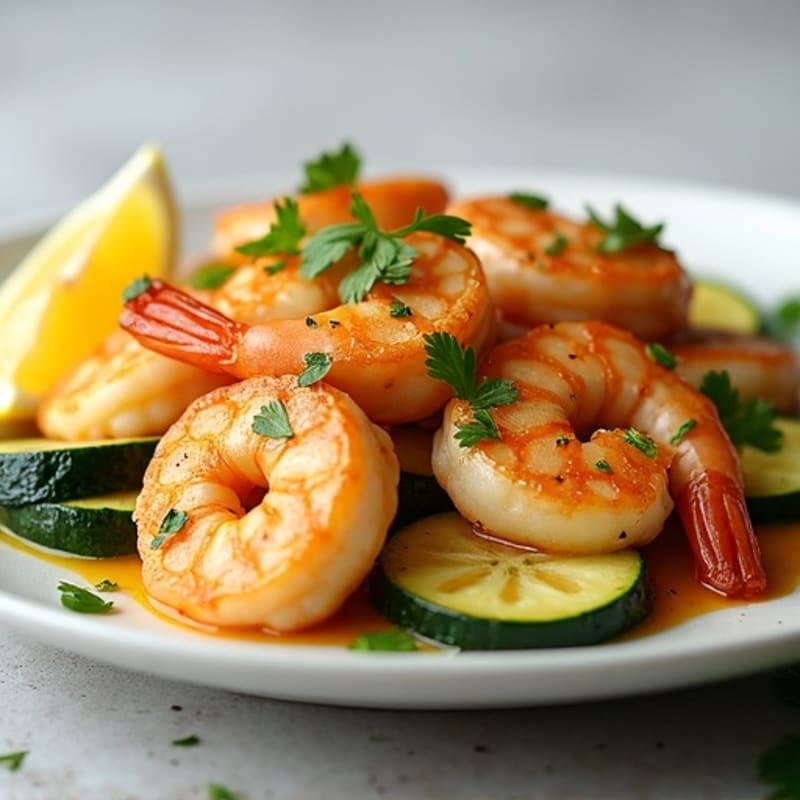 Garlic Butter Pan-Seared Shrimp with Lemon Herb Zucchini