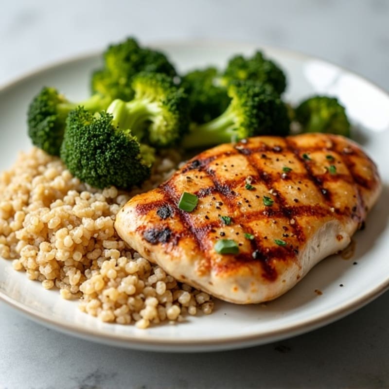 Grilled Chicken Breast with Roasted Broccoli and Quinoa