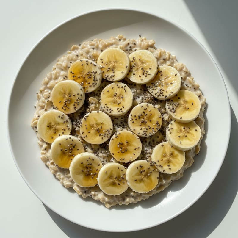 Creamy Greek Yogurt Oats with Sliced Banana and Chia Seeds