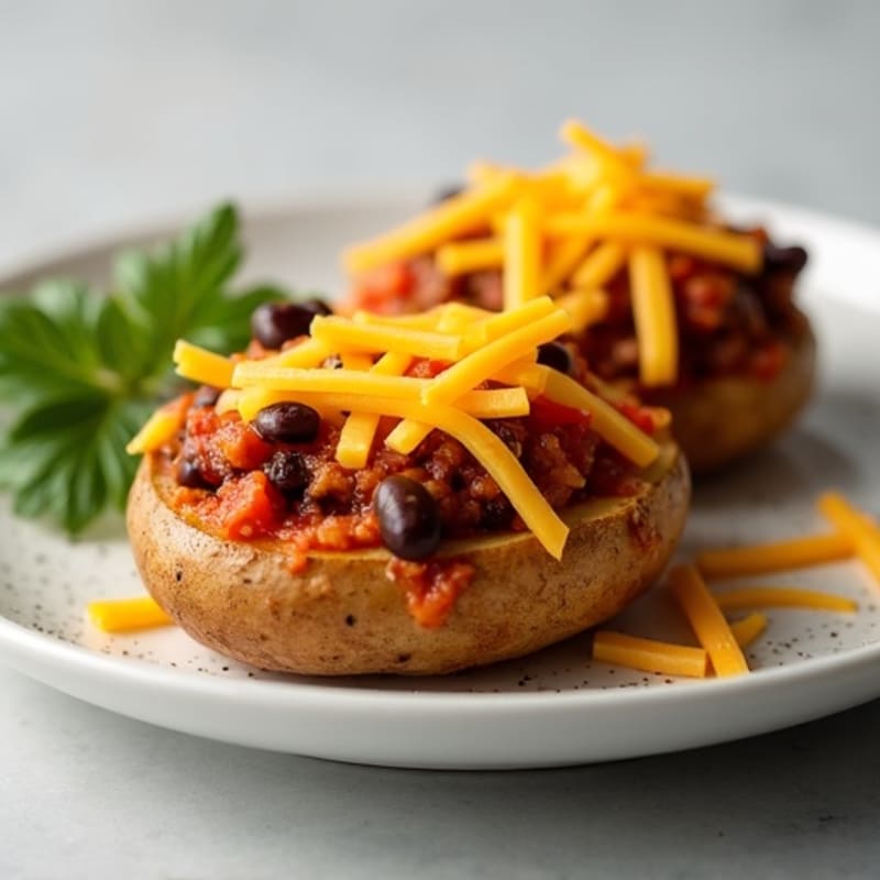 Crispy Potato Skins with Lean Chili and Melted Cheddar
