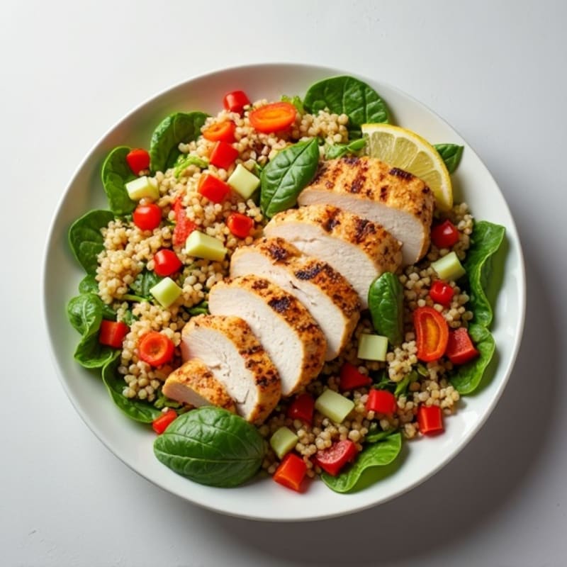 Grilled Turkey Breast Salad with Quinoa and Crunchy Vegetables