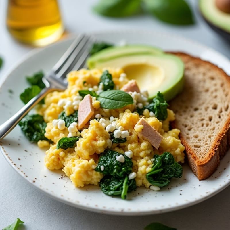 Egg White and Turkey Spinach Scramble with Cottage Cheese