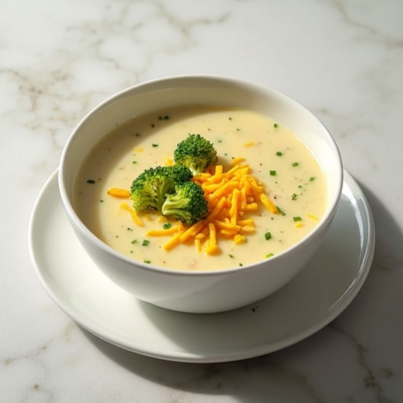 Creamy Lightened-Up Broccoli Cheddar Soup