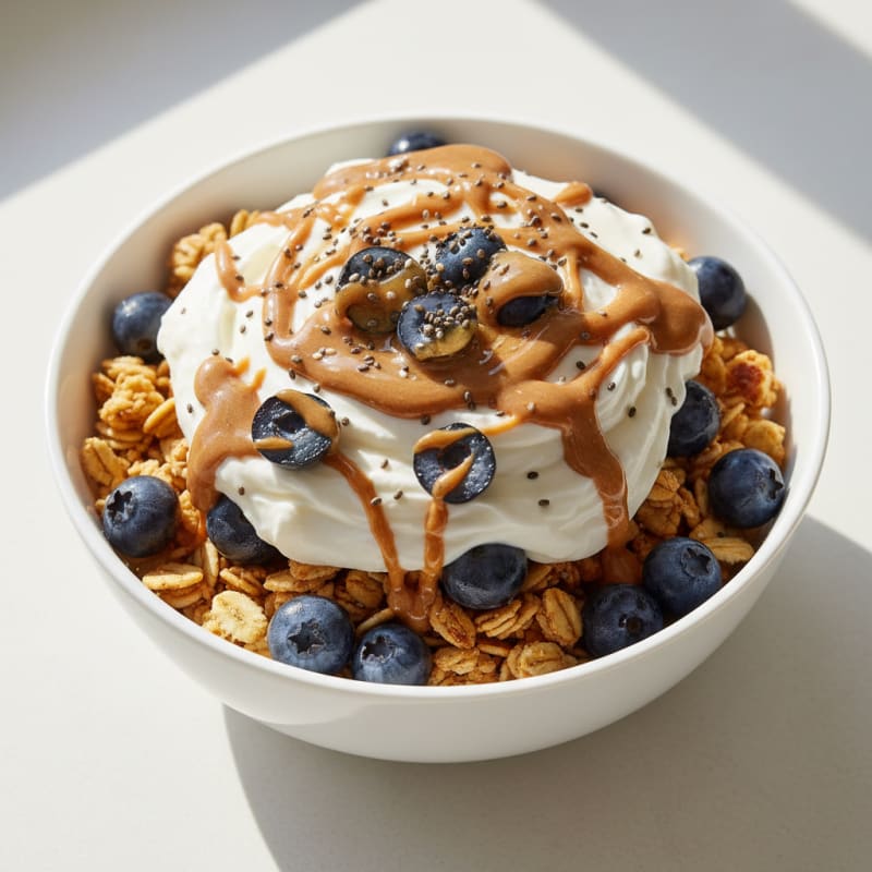 Creamy Greek Yogurt Protein Parfait with Almond Butter and Berries