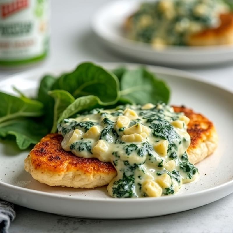 Baked Chicken with Creamy Spinach Artichoke Topping