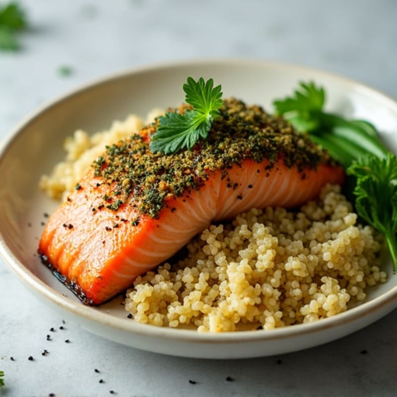 Herb-Crusted Seared Salmon with Quinoa