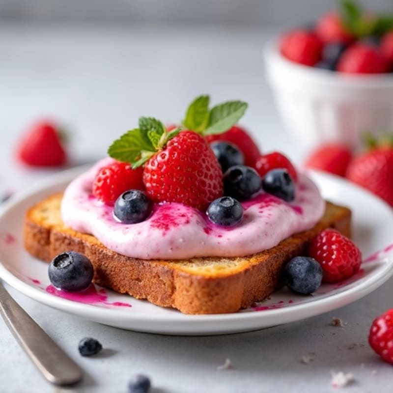 Crispy Whole Grain Toast with Creamy Peanut Butter and Sweet Berry Protein Whip