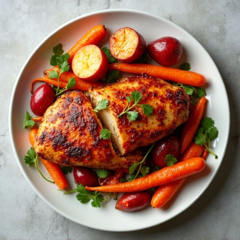 Sheet Pan Harissa Chicken and Roasted Root Vegetables