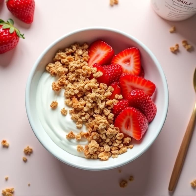 Protein-Packed Greek Yogurt Strawberry Shortcake Bowl