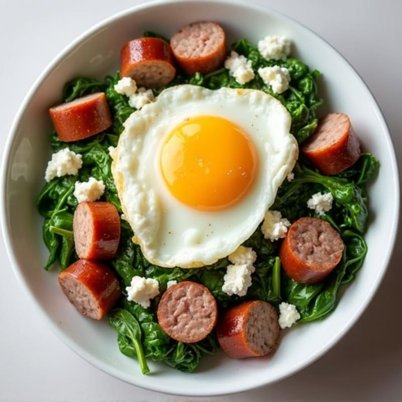 Egg White and Turkey Sausage Scramble with Spinach
