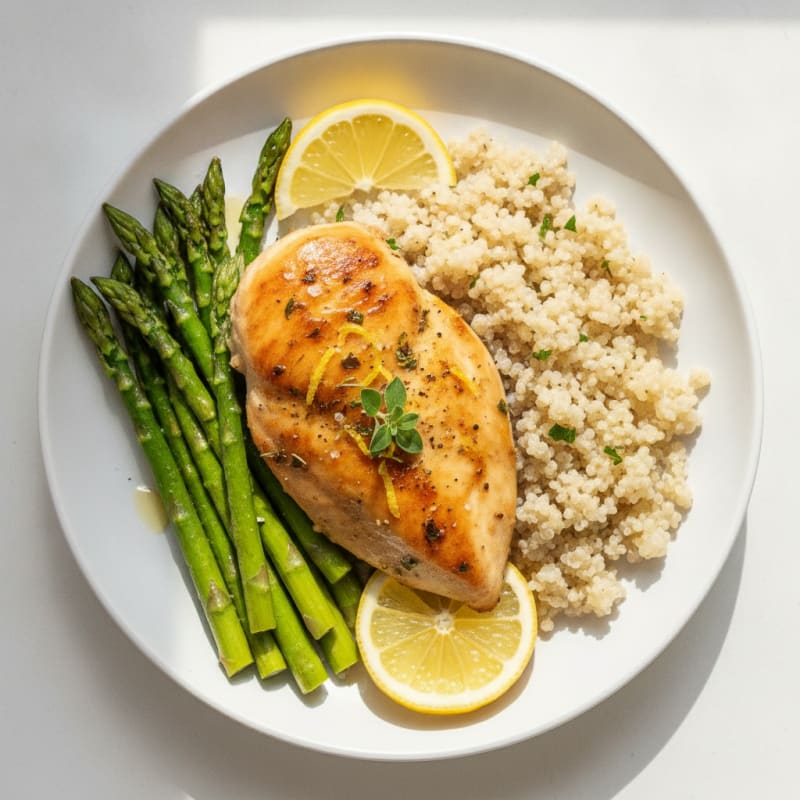 Lemon Herb Roasted Chicken with Asparagus