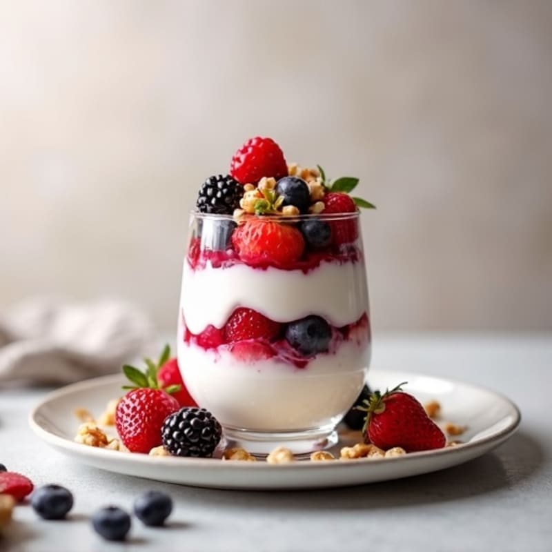 Greek Yogurt Protein Parfait with Mixed Berries